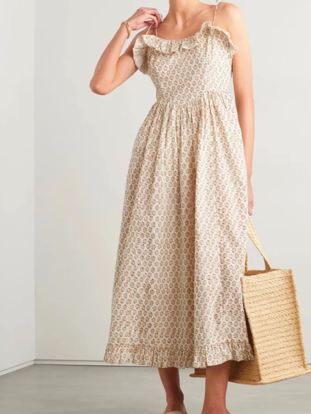Doen Cream Dress with Rust Floral Print💕